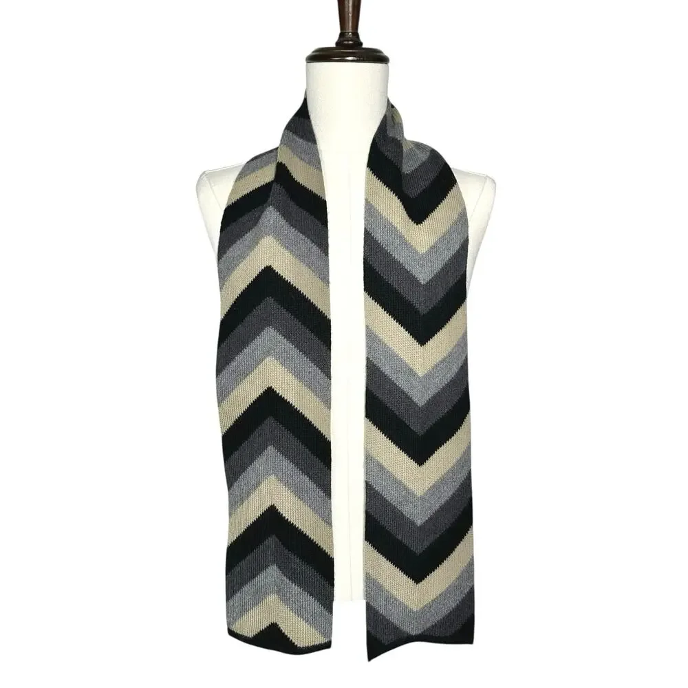 Banana Republic | Men | 100% Wool Navy Neutral Chevron Classic Knit Scarf | OS